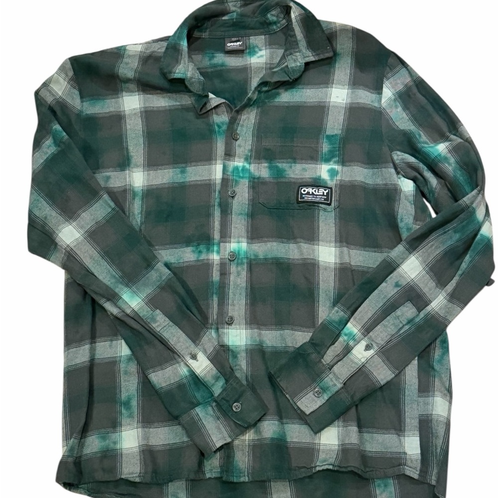 Oakley Green and Gray Plaid Shirt